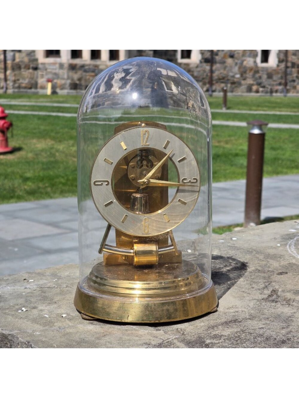 Kieninger & Obergfell Kundo Electronic Brass Dome Glass Clock west Germany Made
